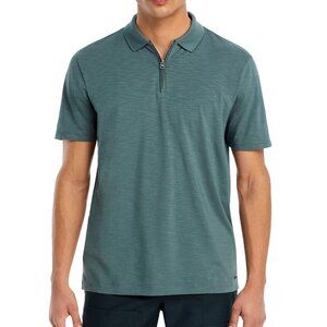 Hugo Boss Men's HUGO Dekok Quarter Zip Performance Polo SS Logo Shirt Green 2XL
